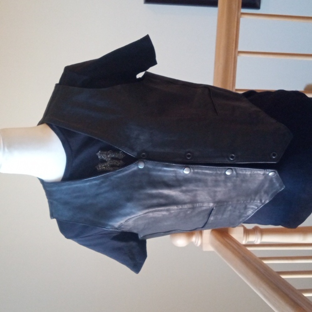 Vintage Pro Rider Premium Leather USA biker style leather vest lined in satin